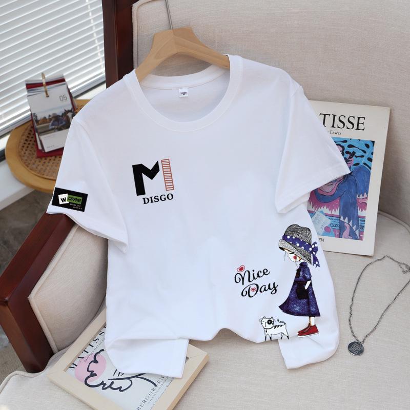 

FFF Женская высококачественная летняя хлопковая футболка больших размеров с принтом S [75-90 kg]