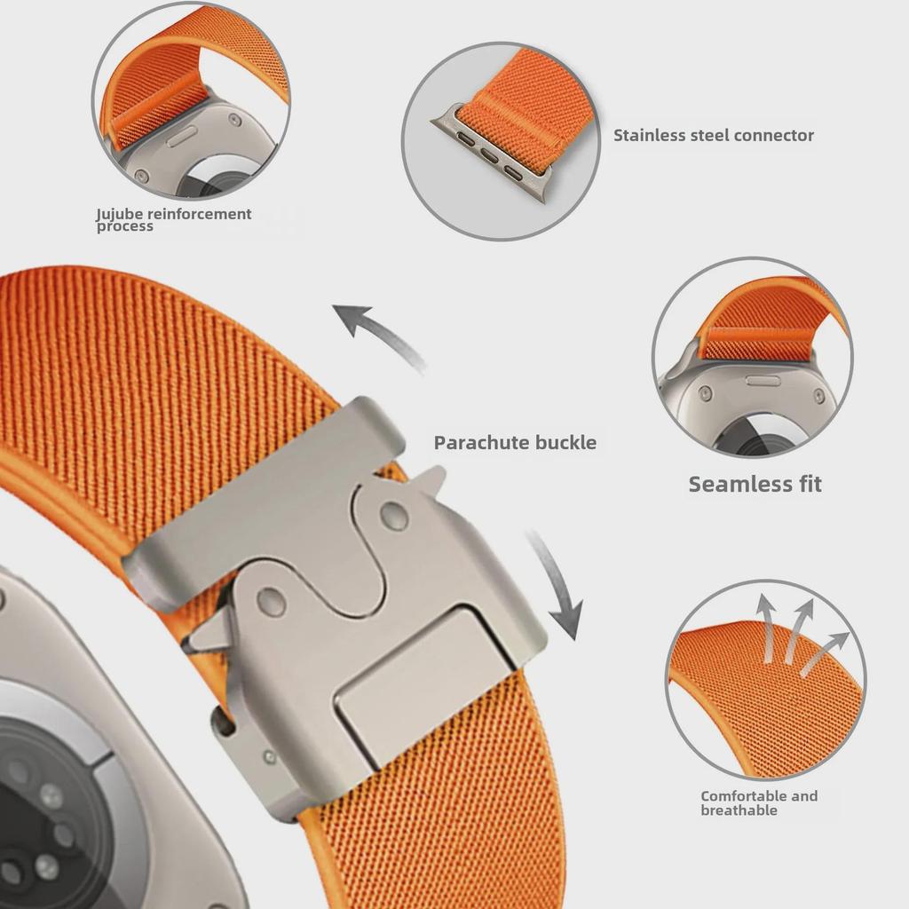 Compatible with Apple 10th Gen Elastic Nylon Watch Band, Ultra 1~2, Series 987654 Buckle