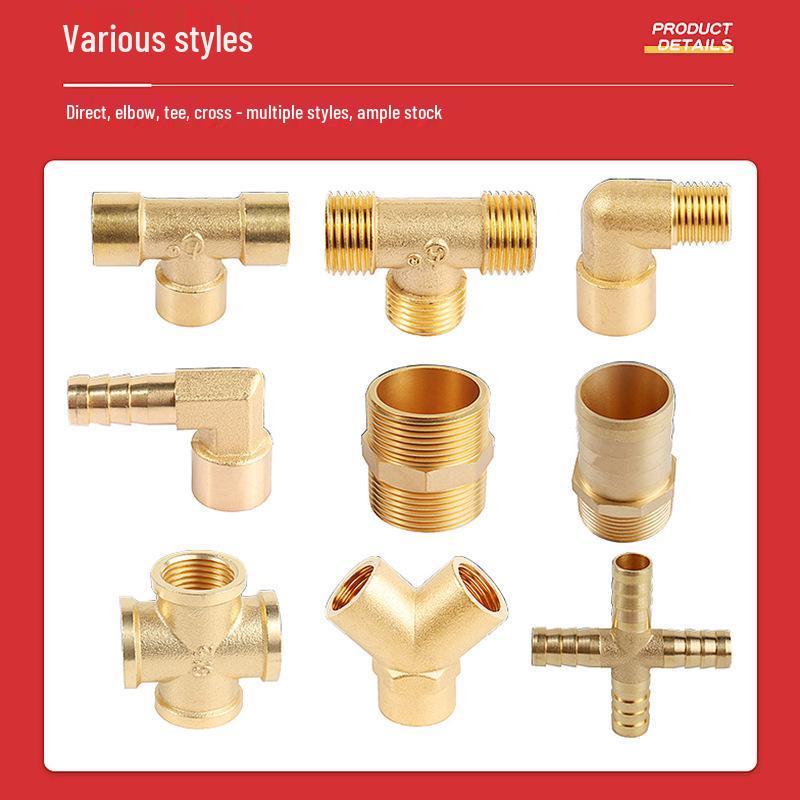 Popular 4-Point Brass Tee Connector: 1/2 Inch Copper Elbow with Inner/Outer Thread for Water Pipe Repair.