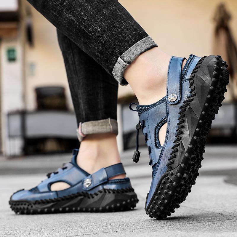 Модные летние мужские мокасины с вырезами из кожи — фото 5