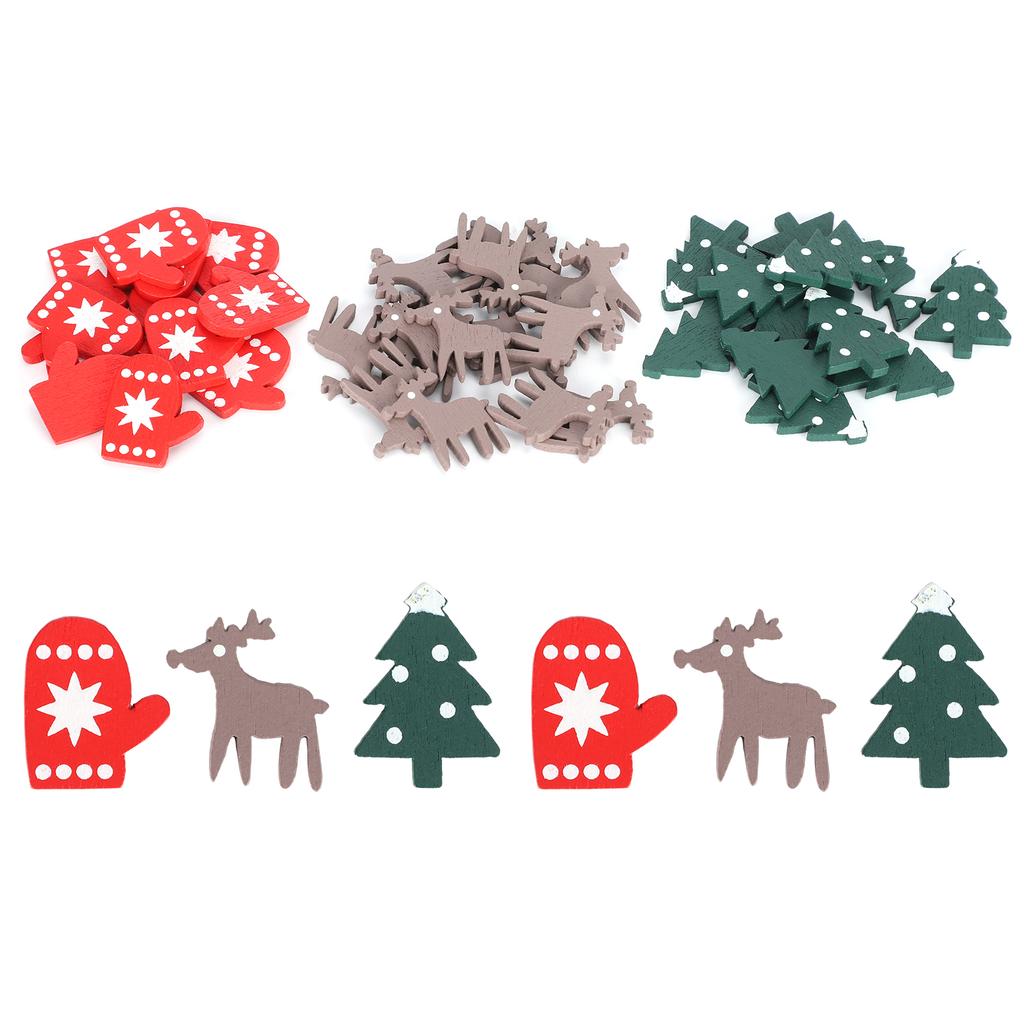 200Pcs Christmas Decorations Wood Chips Printed Gloves Color Elk Shape DIY Decoration