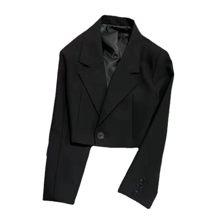 Fashionable and Simple Women's Solid Color Short Suit Coat with Long Sleeves
