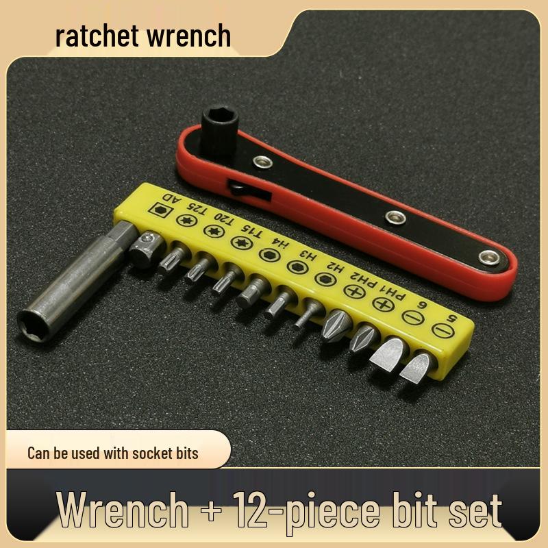 Yato Mini Ratsche & L Schraubendreher Set mit Schlitz-, Kreuzschlitz- und Stecknussaufsätzen