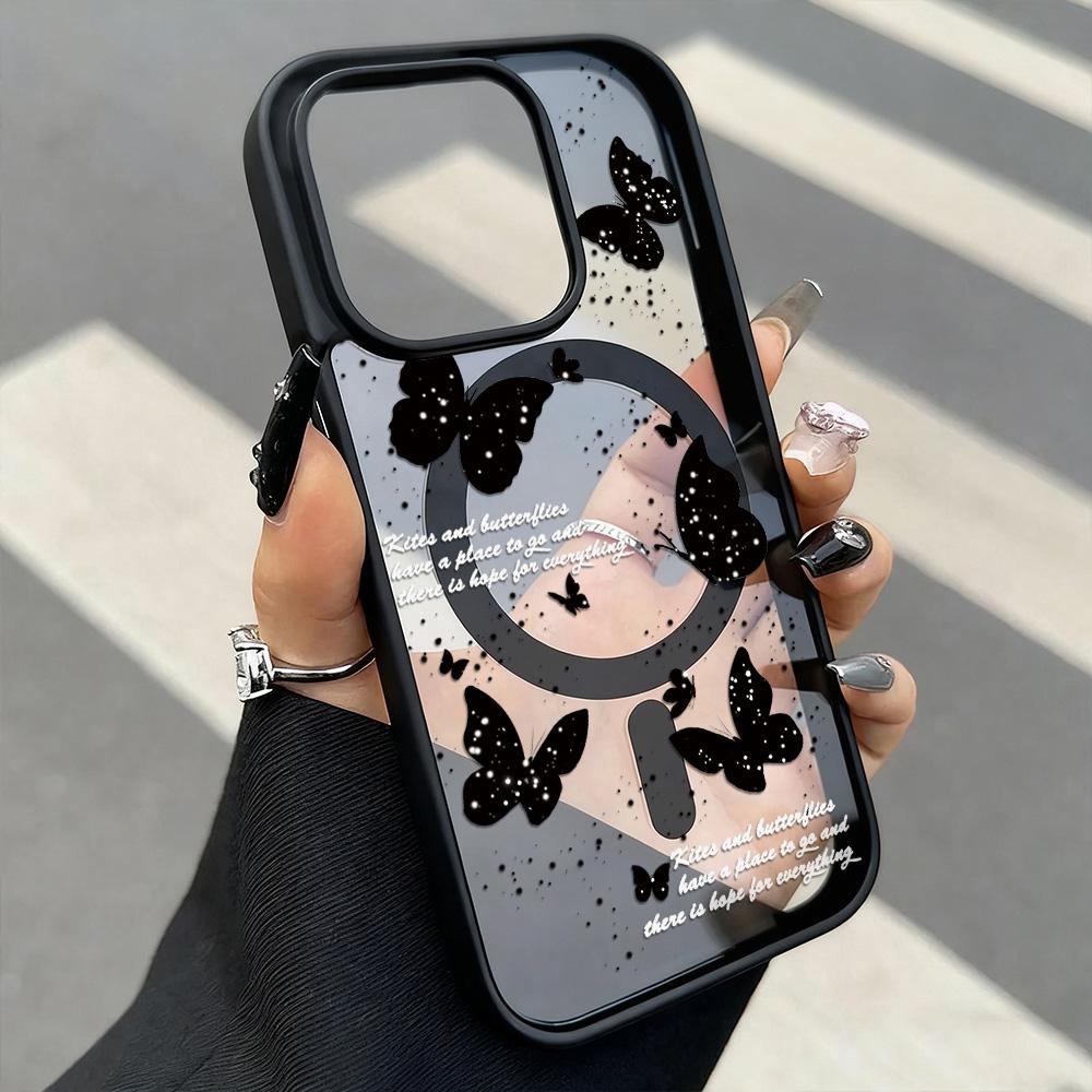 

Магнитный чехол для телефона для iPhone 11 12 17 14 15 Pro Max 15 14 16 Pro13 14 15 16 Противоударный чехол Магнитное кольцо Mag-Safe Задняя крышка iPhone 16 чёрный