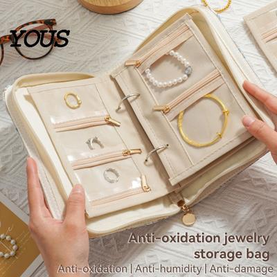 Removable Storage Pages Jewelry Organizer, with Zipper And Design, Portable Flexible Space Organizer Travel Bag for Necklaces Rings Earrings Bracelets