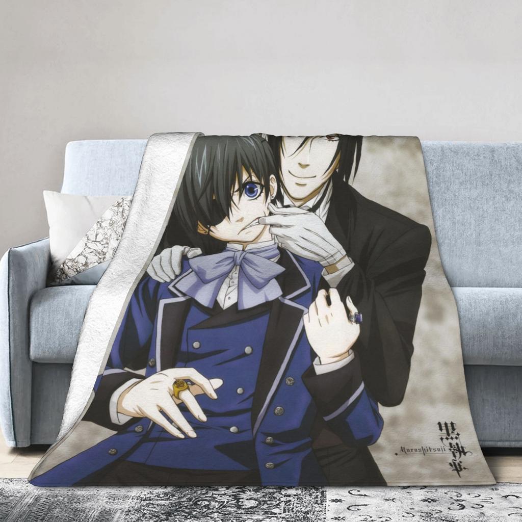 Sebastian Michaelis Ciel Flannel Blankets Blackbutlers Funny Throw Blankets for Home Hotel Sofa 150*125cm Bedspreads
