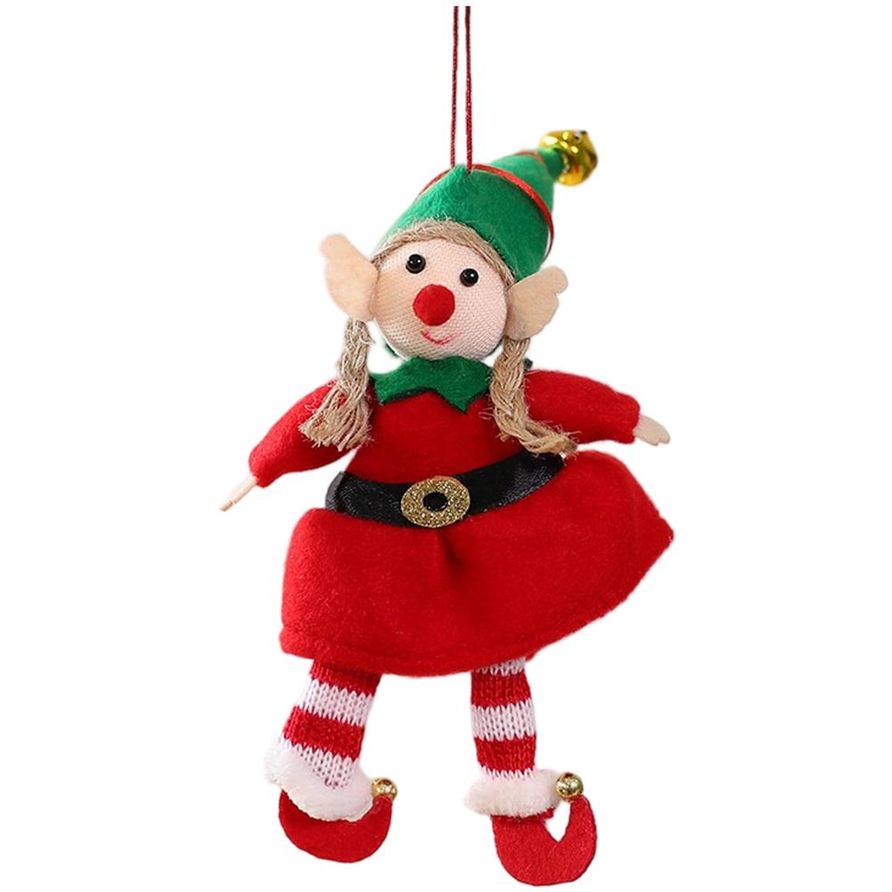 Christmas Doll Hanging Ornament In Green And Red Cloth, 9-10cm Fairy Design For Holiday Tree Decoration At Home, Office Or Party
