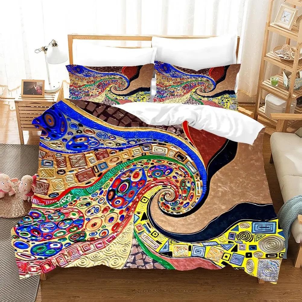 2/3 Pieces Angel Oil Painting Bedding Set Ancient Art Duvet Cover Cartoon Warm Bed Quilt Cover Kids Bedroom Bed Cover Set Green