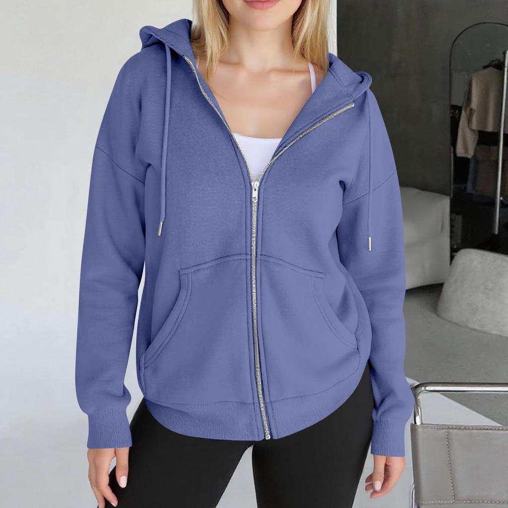 Womens Zip Up Hoodies Oversized Sweatshirts Fall Fashion Outfits Casual Jackets