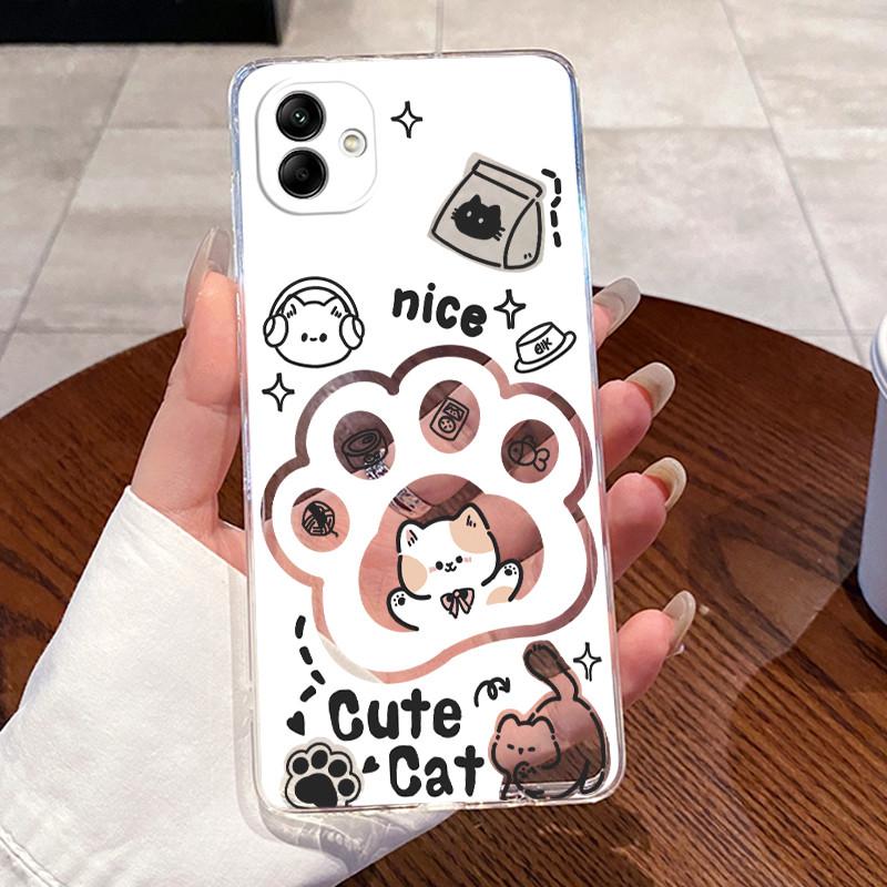 For Samsung Galaxy A04e A04 Case For Samsung A05 Coque Samsung A07 4G Capa Clear Silicon Soft TPU Back Cover Cute Cat Phone Case