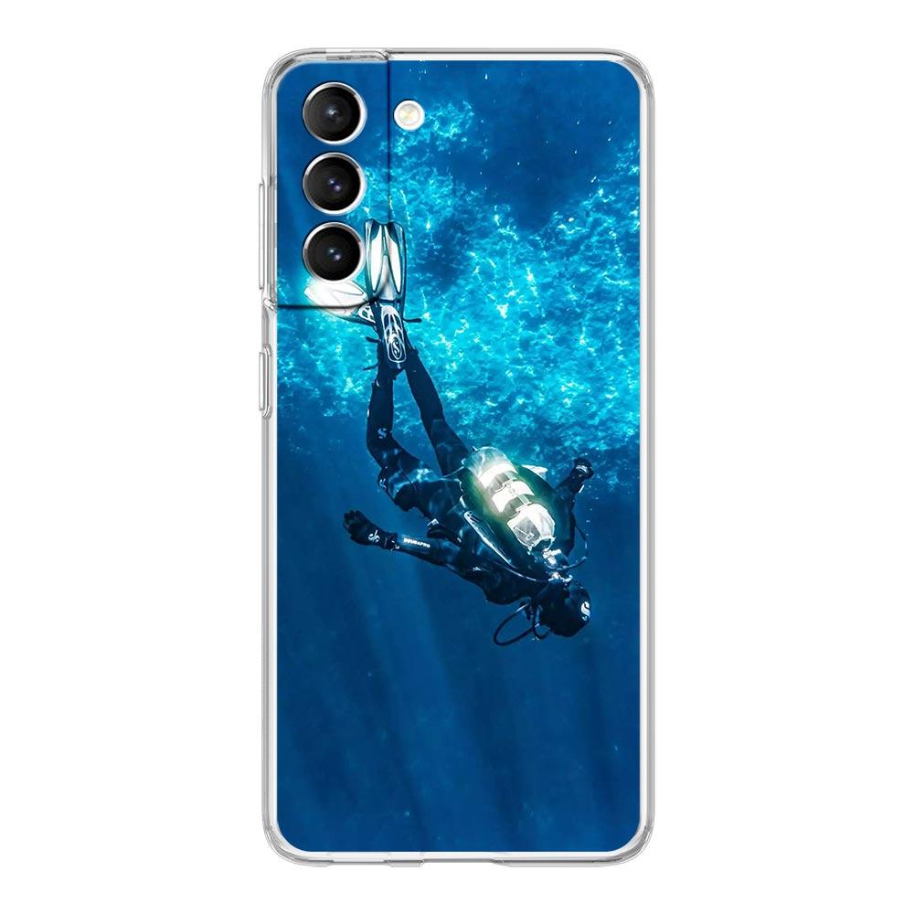 Phone Case For Samsung Galaxy S25 S24 S23 FE S22 Ultra S20 S21 5G S10 Plus S10E Soft Clear Cover Diver Diving