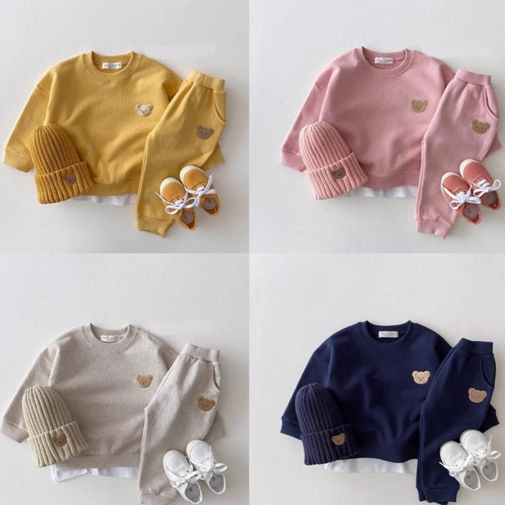 Fashion Toddler Baby Boys Girl Fall Clothes Sets Baby Girl Clothing Set Kids Sports Bear Sweatshirt Pants 2Pcs Suits Outfits