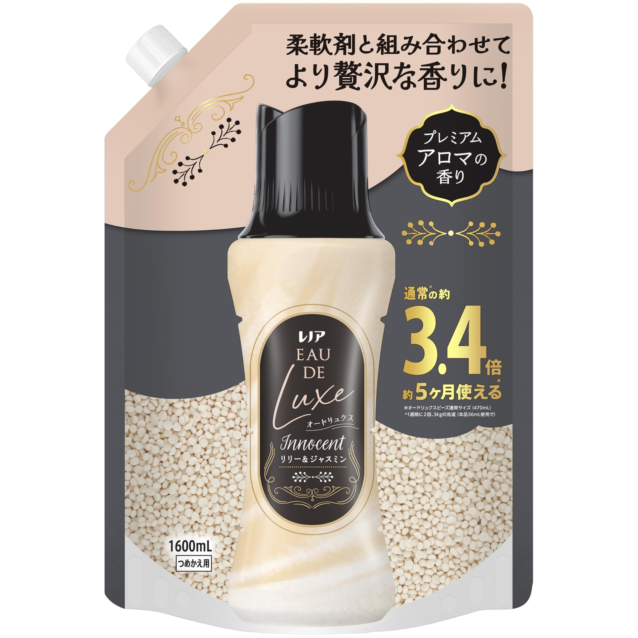 

Lenor Eau de Luxe Innocent Ароматизатор для белья Лилия Жасмин 1600 мл Использовать со смягчителем ткани для аромата [Новая модель] Гранулы и аромат, Заправка, [Большой]