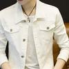 Men Spring Autumn Denim Jacket Solid Color Turn-down Collar Long Sleeve Slim Fit