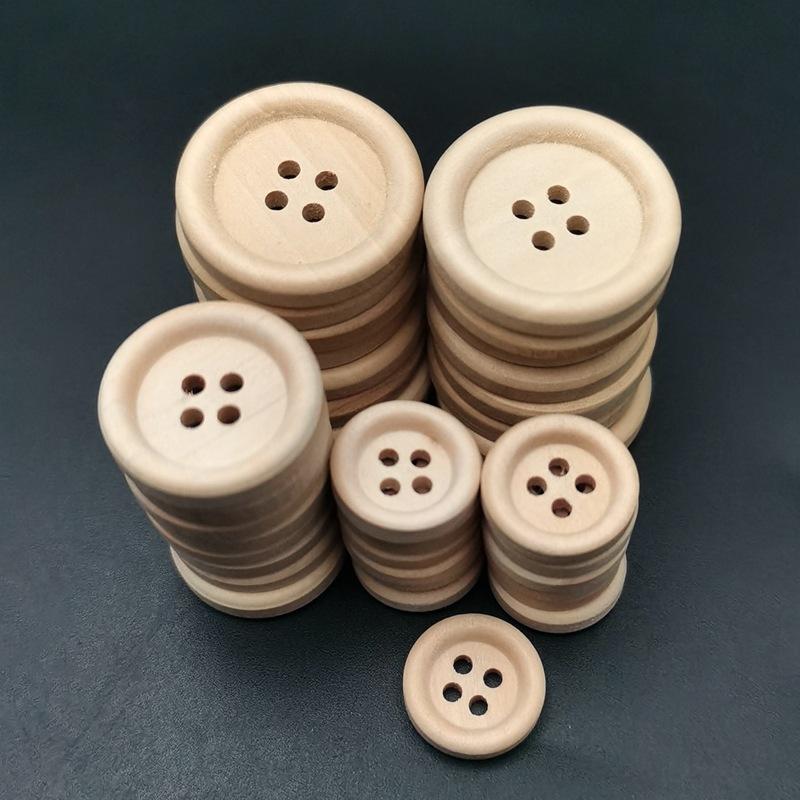 Natural Log Button 15Mm Wooden Button Children'S Clothing Wooden Button Four-Eye Children'S Handmade Accessories
