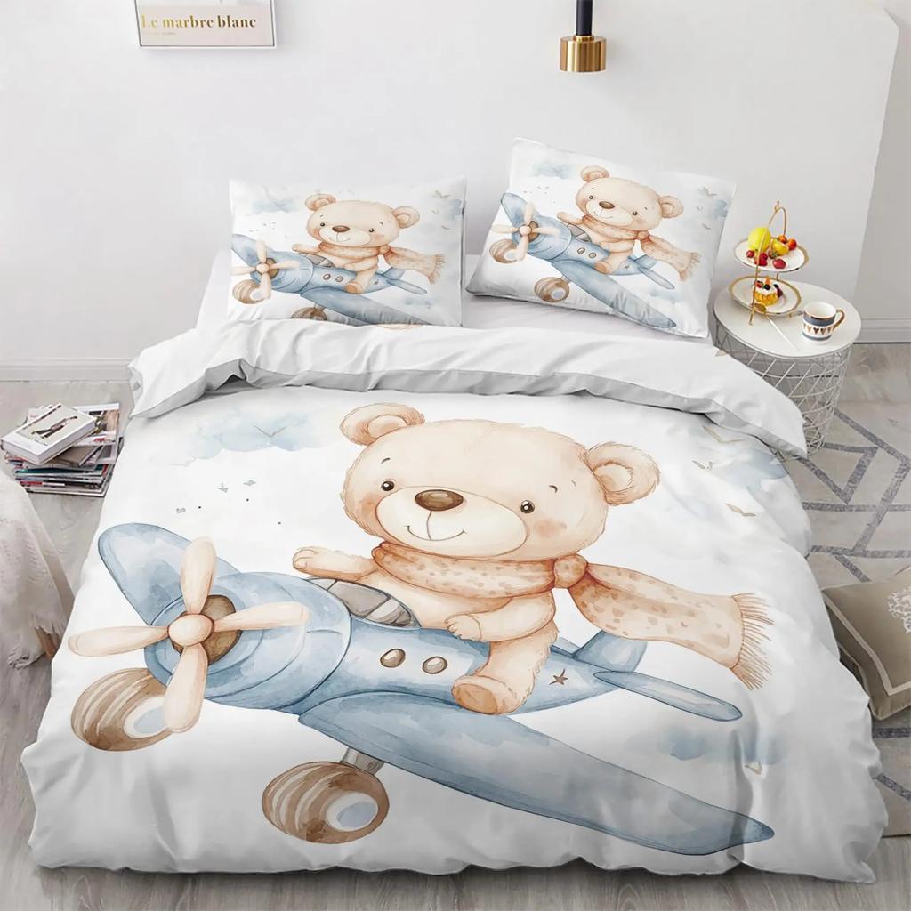 Comforter 3D Printed Cute Bear And Dog With Cartoon Animal Bedding Wild Animals Queen Size Comforter Set