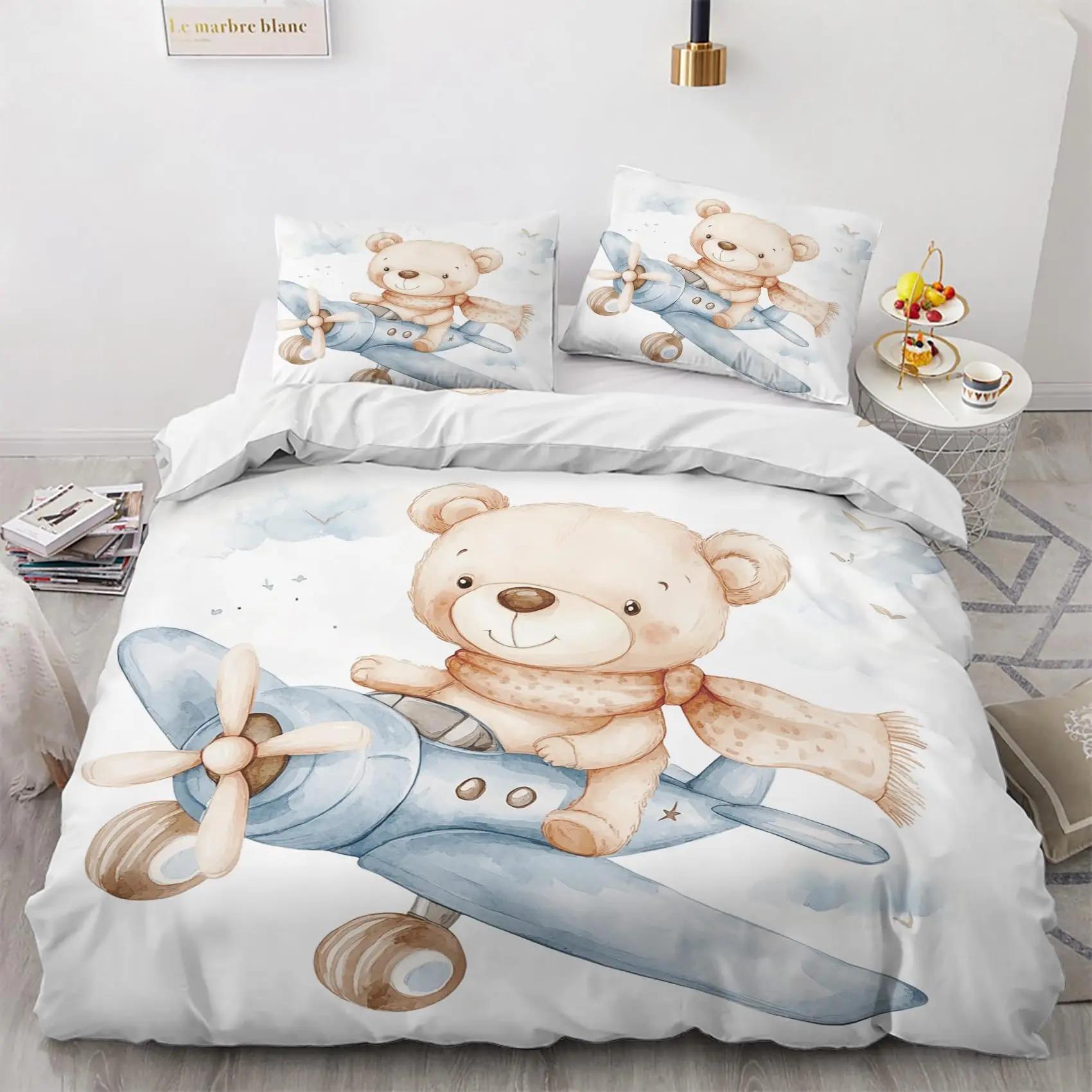 

Comforter 3D Printed Cute Bear And Dog With Cartoon Animal Bedding Wild Animals Queen Size Comforter Set Comforter (quilt)-EU Single(135*200cm)3pcs