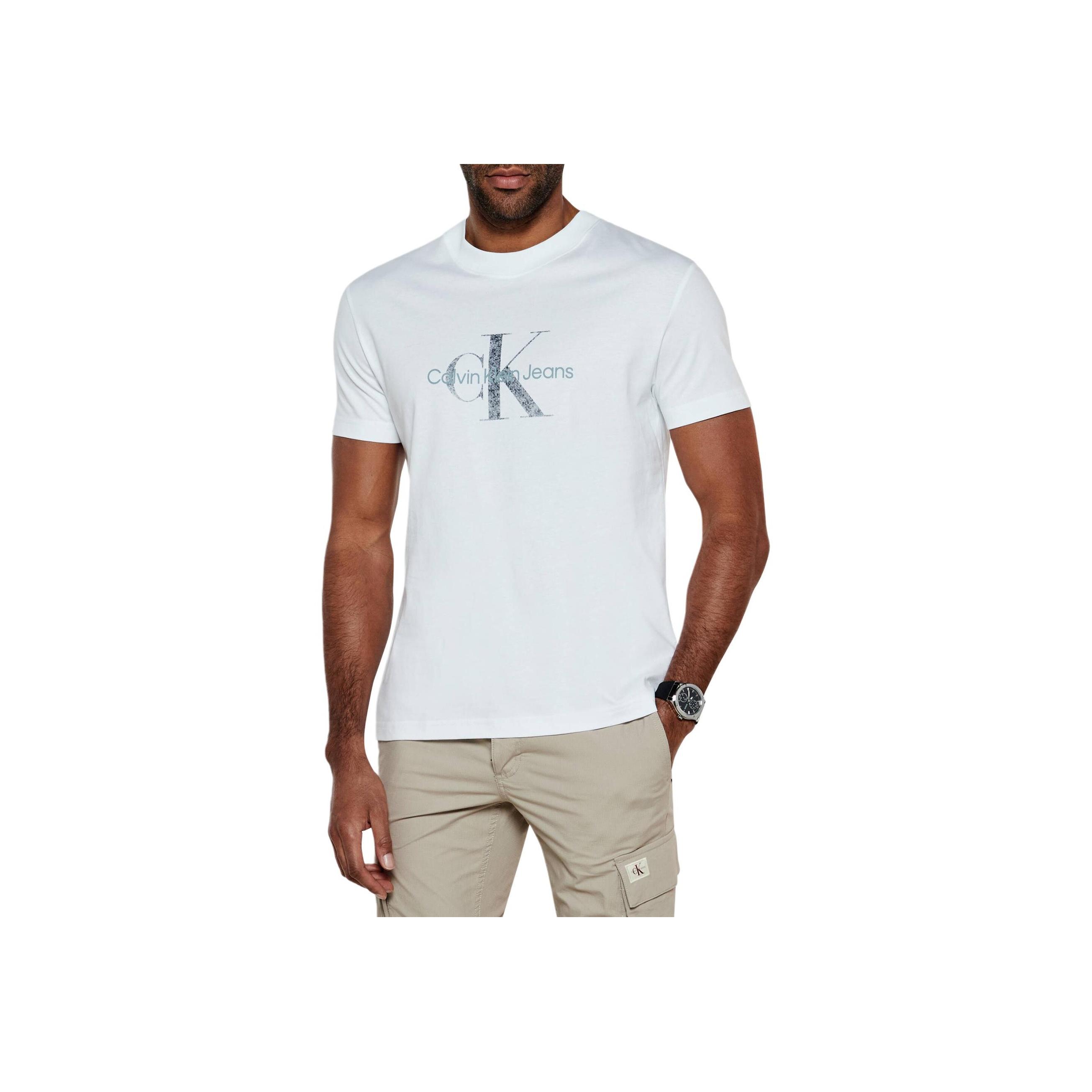 

Calvin Klein Round Neck Short Sleeve Letter T-Shirt Men Tops White J30J327086-YAF XL