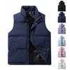 Men's Solid-color Casual Outdoor Warm Thickened Vest, Men's And Women's Stand-up Collar Sleeveless Zipper Vest Jacket