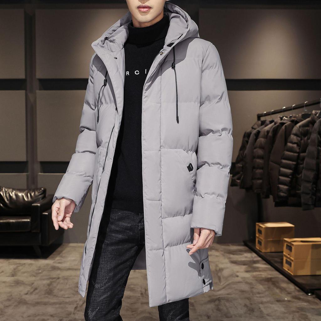 2025 Men's Mid-Length Hooded Winter Jacket - Thick Plus Size Cotton-Padded Coat