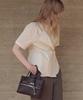 OSTKAKA Asymmetrical Round Wrap Shirt Cream
