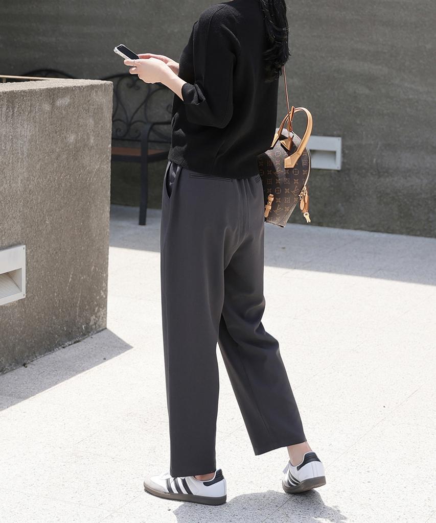 Ppaeppae Full Elastic Waist Relaxed Straight Slacks