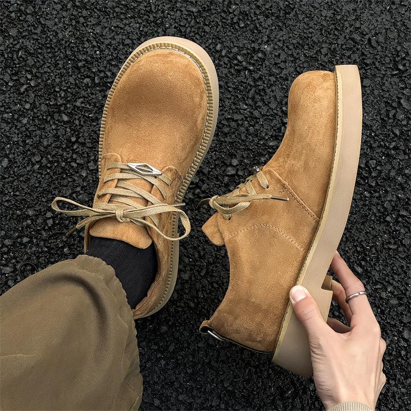 Derby Schuhe Herren 2025 neu Britische High-End vielseitige Herren Low-Top Lederschuhe Schuhe mit Absatz Retro Big Head Schuhe