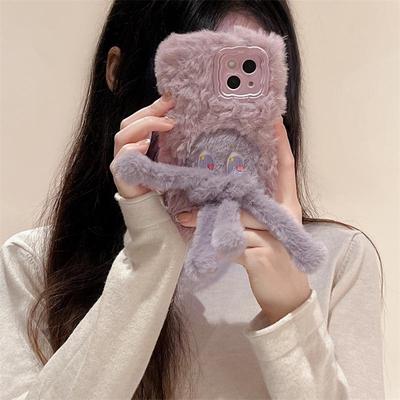 Huawei P50 Pro Plush Mobile Phone Case with Octopus Design and Anti-Fall Bracket.