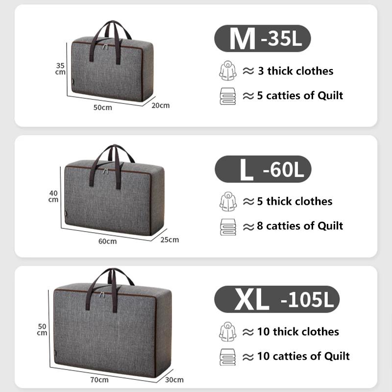 HuaCan Storage Bag Large Capacity Clothing and Quilt Storage Bag Household Non-woven Fabric Organizer Clothes Quilt Blanket Sorting Storage Basket