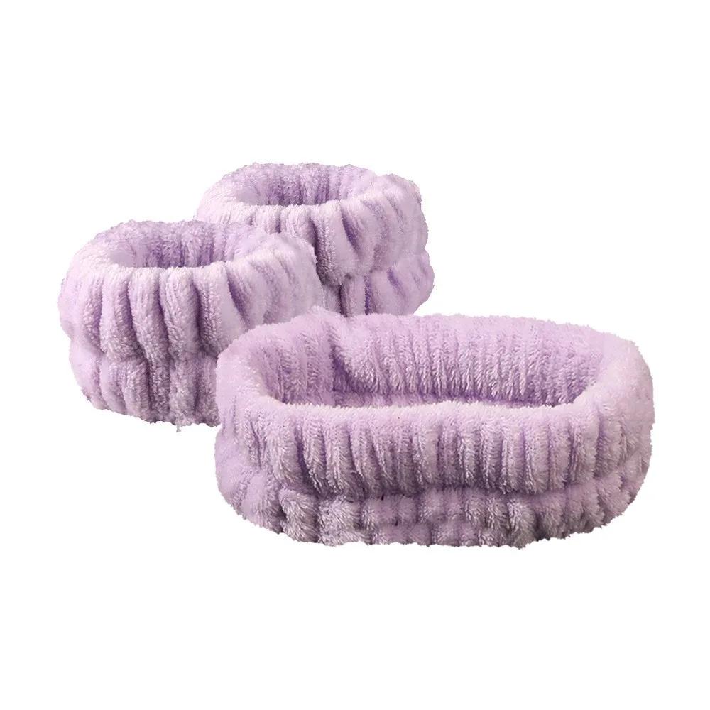 1/2/3pcs Bow Headband Wristband Set Towel Elastic Soft Washing Face Shower Make Up Yoga Sports Skincare Headband For Women Girls