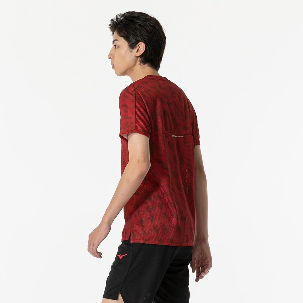 Mizuno Dry Aeroflow Short Sleeve Training Highly Breathable and Salsa Size M Men's T-Shirt, Material, Sweat-Wicking Quick-Drying, Red, (32MAB020)