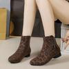 Leopard print high-heeled short boots women's autumn and winter 2025 new fashion pointed thick-heeled small cotton boots versatile velvet single boots