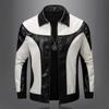 Modische mehrfarbige Lederjacke Herren und Reise-Pilotenkostüm Lockere Passform Ledermantel Lässiger Stil