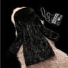 inter new imitation mink coat women's mink fur coat long mink aining fur special fox fur collar