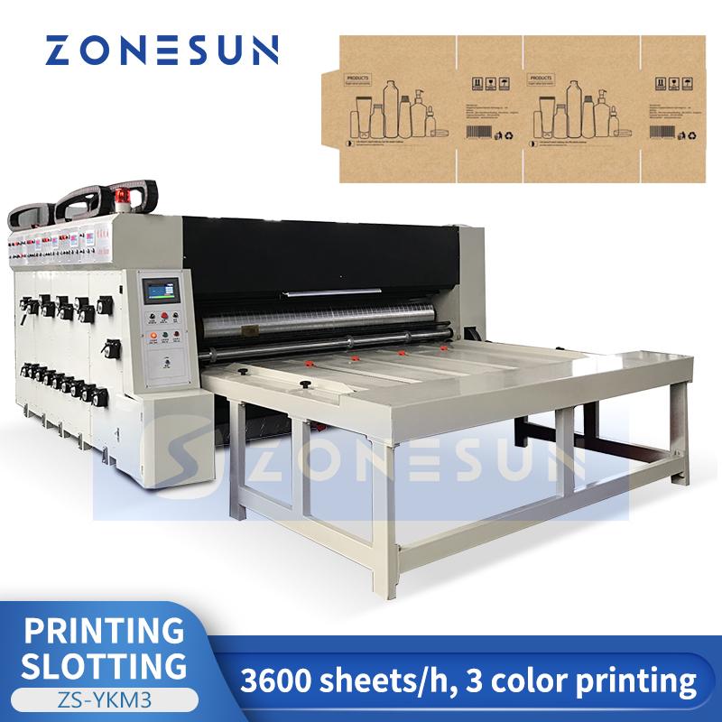 ZONESUN ZS-YKM3 Automatische Flexodrucker-Rillmaschine 3-Farben-Druckmaschine 3600 Bogen/h Wellpappkarton-Herstellungsmaschinen
