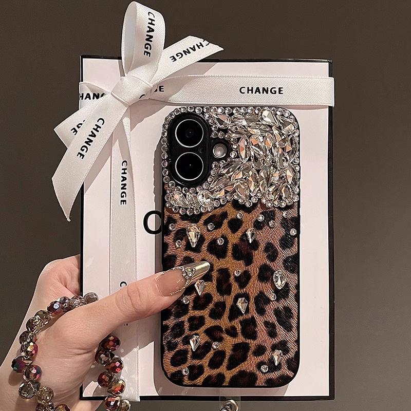 Applicable To Apple 16 ProMax Mobile Phone Case IPhone 15 Leopard Print Rhinestone 14 Fashion Women 13 Full Cover Anti Fall 12PM