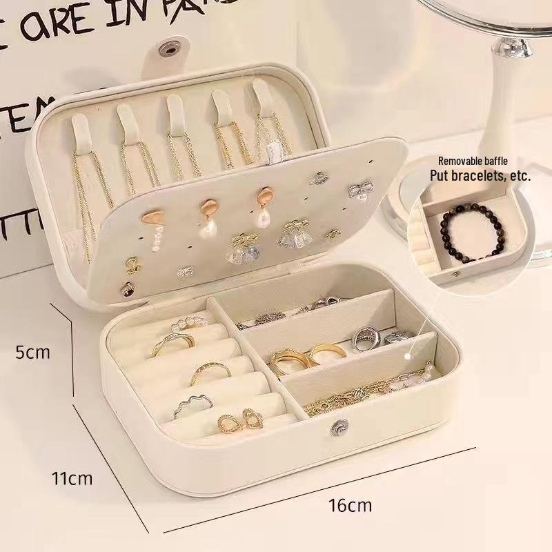 Exquisite Portable Jewelry Box: Compact Travel Storage for Earrings, Rings & Necklaces with Double-Layer Design