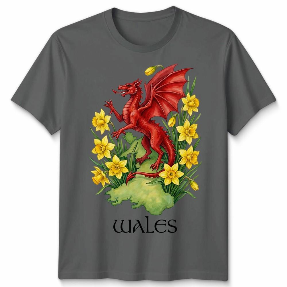 St Davids Day Welsh Flag Dragon Daffodil Wales Festival T Shirt Unisexs Kids Unisex