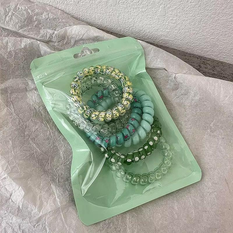 6Pcs Vibrant Playful Gradient Color Phone Line For Girls High Elasticity Headband Tied Bun Hair Loop Rubber Band Headband