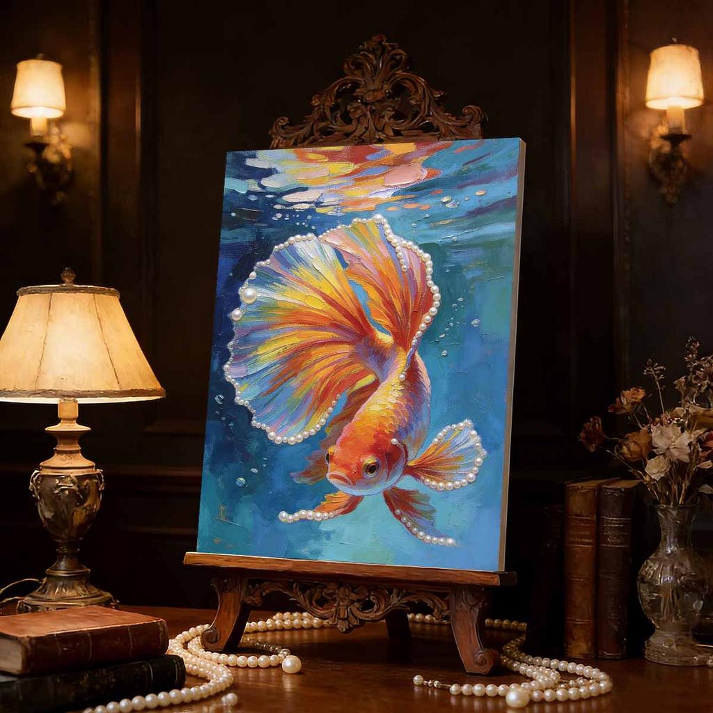 Pearl Painting Kit Koi Fish Theme Frameless Handicraft DIY Bedroom Decoration Living Room Wall Art Room Decoration Art Craft Decoration
