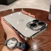 Clear Electroplated PC Phone Case With Built-in Camera Lens Protector Dust Plug IPhone 17 16 15 14 13 12 Series