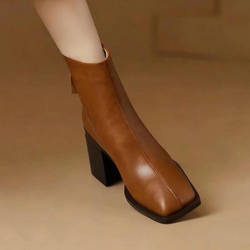 Women's Boots for Sexy High Heels Designer Square Toe Shoes  Winter New Ankle Boots Pumps Trend Dress Luxury Woman Booties