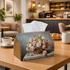 1pc Classical Still Life Tissue Box Cover,Rose Peony Flora Basket High-Quality,Durable,Lightweight,Foldable Storage,Ideal for Living Room and Dining R