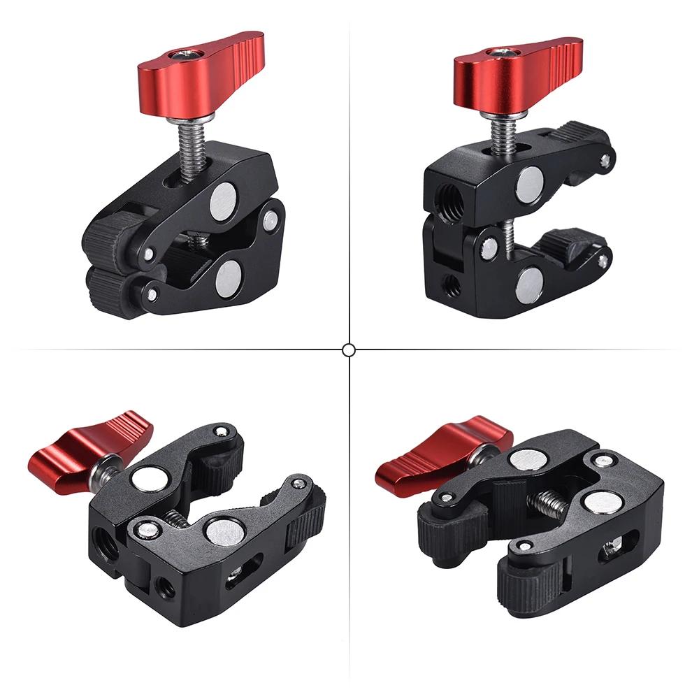 Super Clamp Camera Clamp Mount Monitor 360° Ballhead Magic Arm Double Ball Head Adapter for DSLR Camera/Gopro/LED Lights/phone