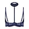 Damen 1/4 Cup Push-Up Ungefütterter Spitzen-BH Bügel-Balkonett-BH-Top Weiche Brustpolster Choker