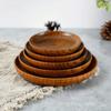 3PCS Japanese Jujube Wood Original Wood Grain Melon Fruit Dish Fruit Nut Snack Snack Wood Dish Round Wooden Plate Family Gathering Tableware