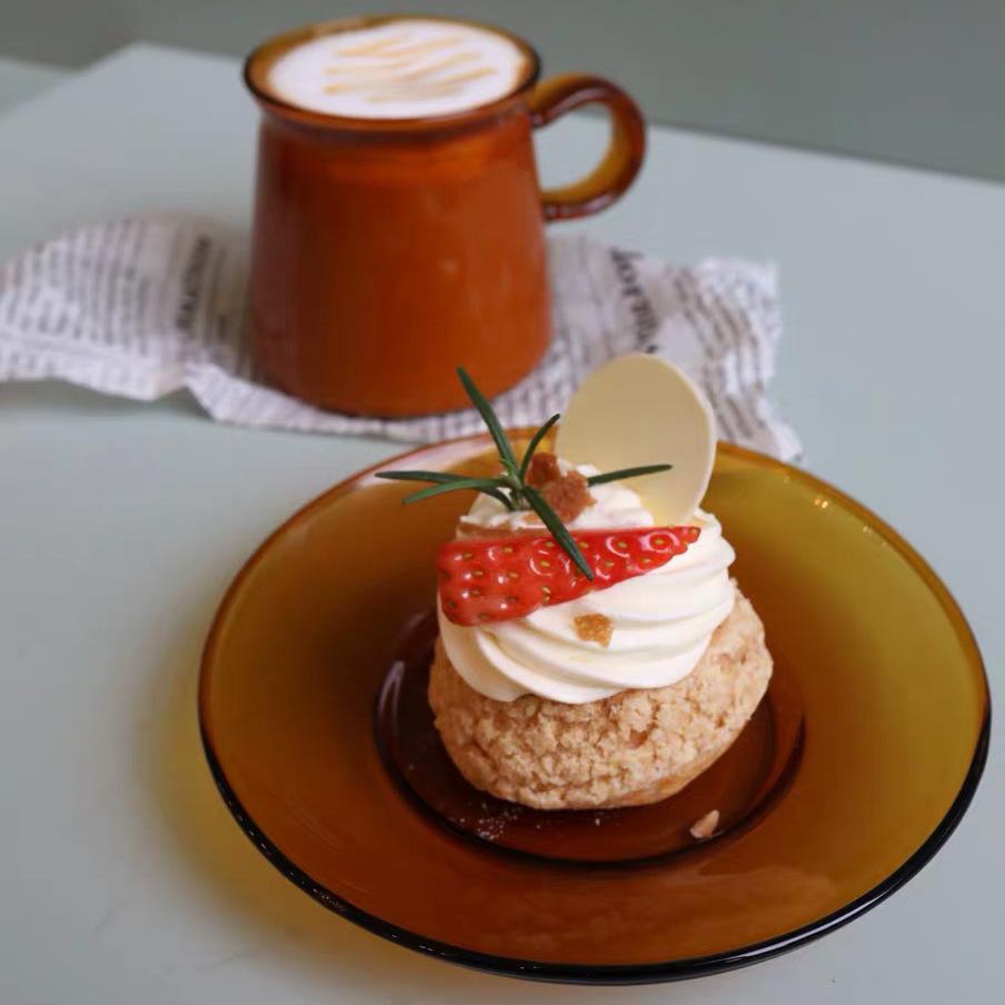Retro 220ml  Classic Simple Glass Tea Cup  Saucer Set Coffee Cup Set  Colorful Heat Resistant Drink Ware