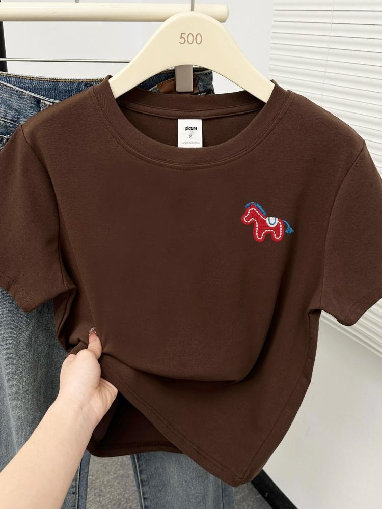 2026 Wine Red Plus Size Short Sleeve Women's T-Shirt: Flattering, Versatile, Round Neck, Belly-Hiding, Stylish Top