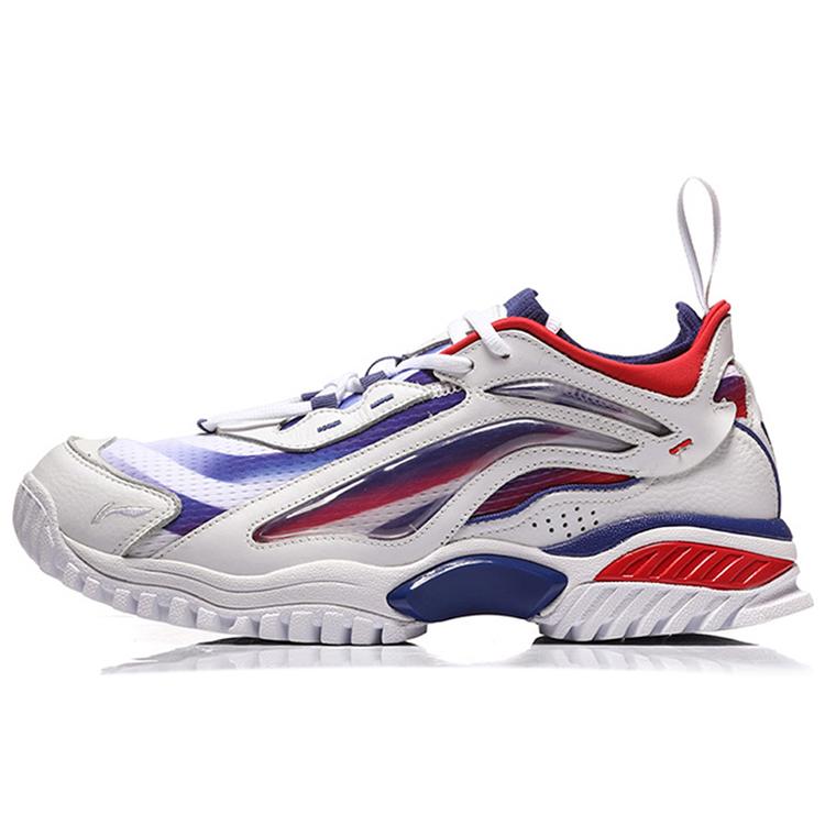 

Li Ning Aurora Skyline Cushioning Slip Resistant Mid top Chunky Sneakers Men s White Blue Red AGLN235-2 39.5