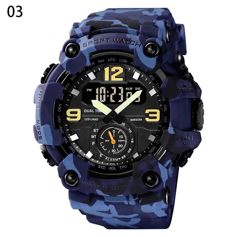 Cool Outdoor Shockproof Plastic Men's Watch Large Dial Sports Pin Buckle Digital Display Synchronous Machine Electronic Watch